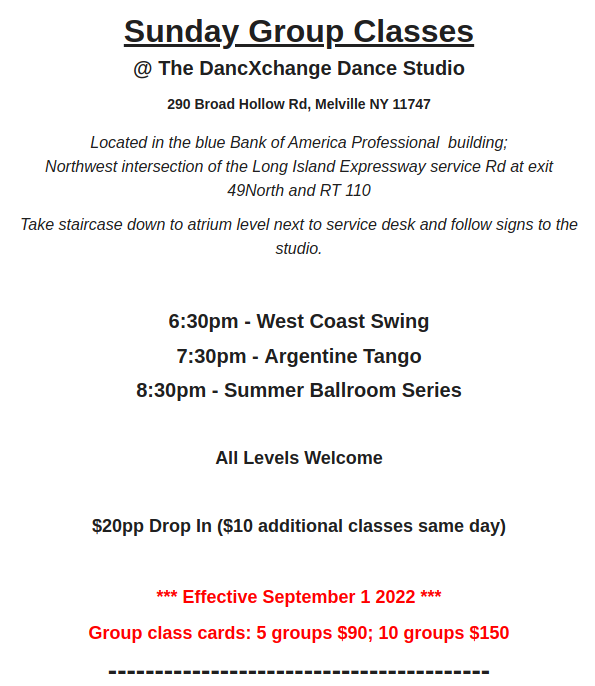 Long Island Group Classes DiVa Ballroom Dance Studio